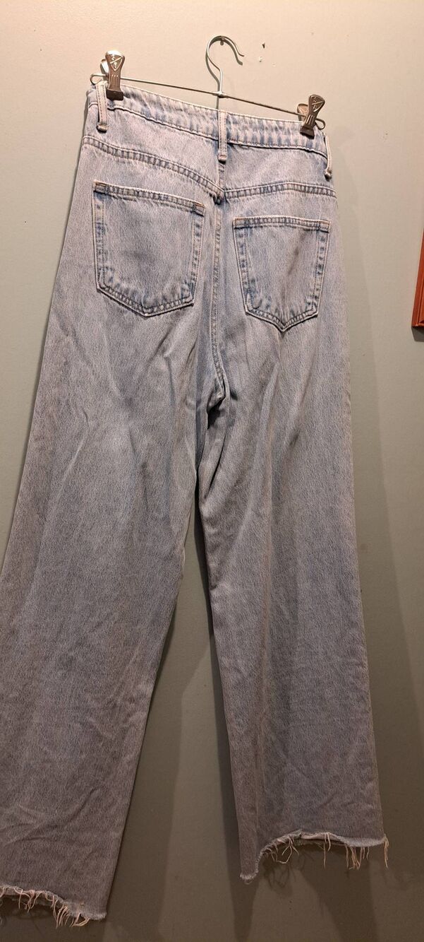 VERVET V2532 High Rise Wide Leg Jeans Size 25 Light Wash Raw Hem - Picture 3 of 6